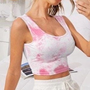 Pink tie dye cropped tank